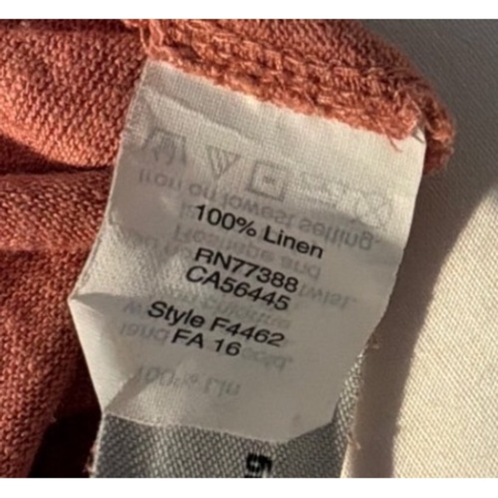Madewell Womens 100% Linen Peplum Ruffle Hem Short Sleeve Top Pink M F4462 - Picture 6 of 6